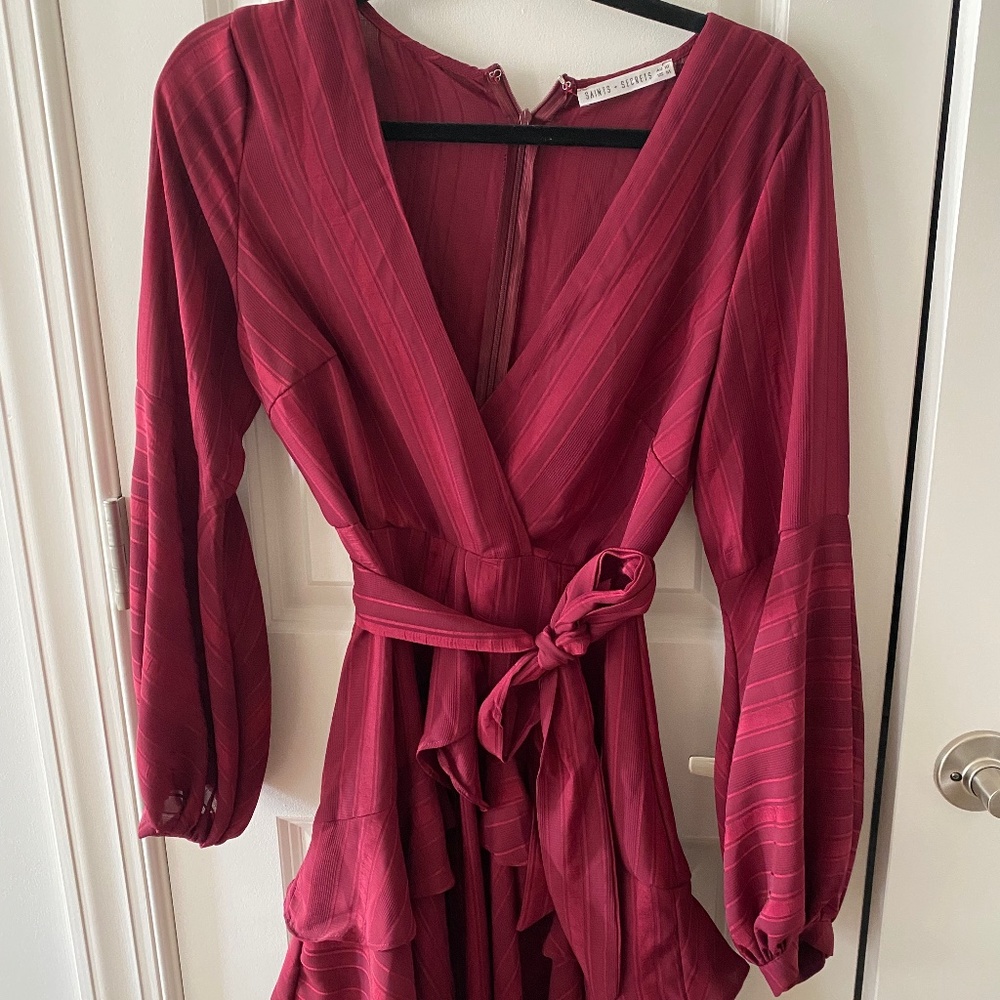 Red wrap dress